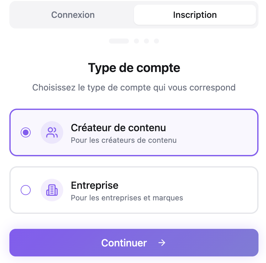 Inscription sur InfluCrea